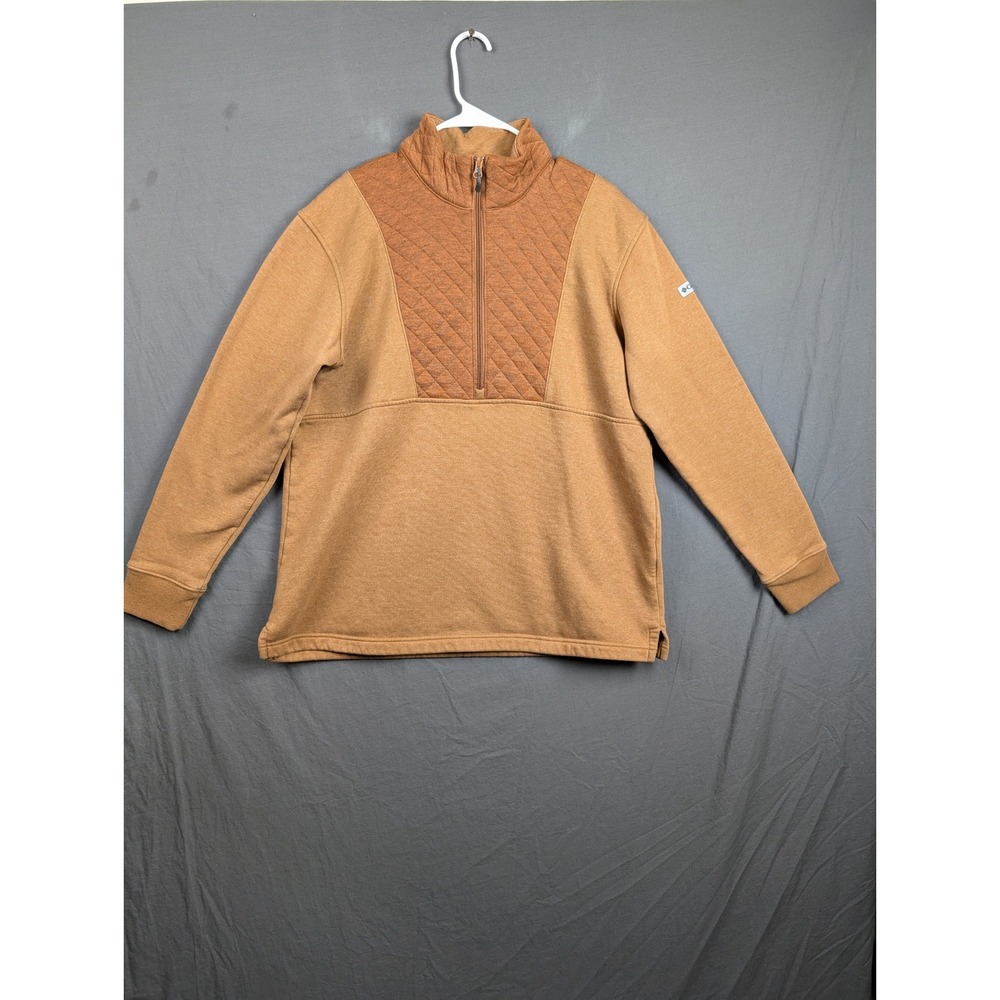 Columbia Mens XL Tan Quilted 1/4 Zip Pullover Fleece Jacket